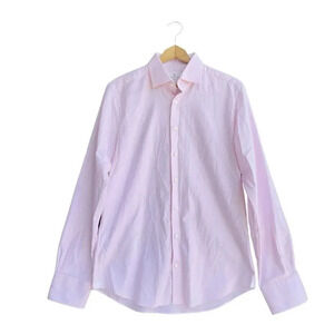 EMANUEL BERG Men’s Dress Shirt Pink Custom Fit Long Sleeve Button Up Size 16 M/L